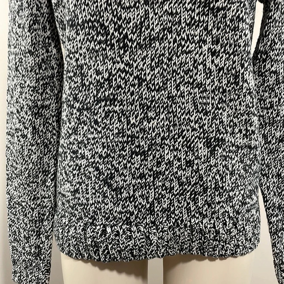 Chaps Sweater Asymmetrical Foldover Collar Turtleneck Black and White M - Picture 3 of 16